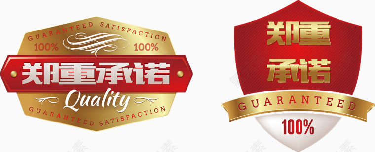 华丽金属质感郑重承诺矢量图