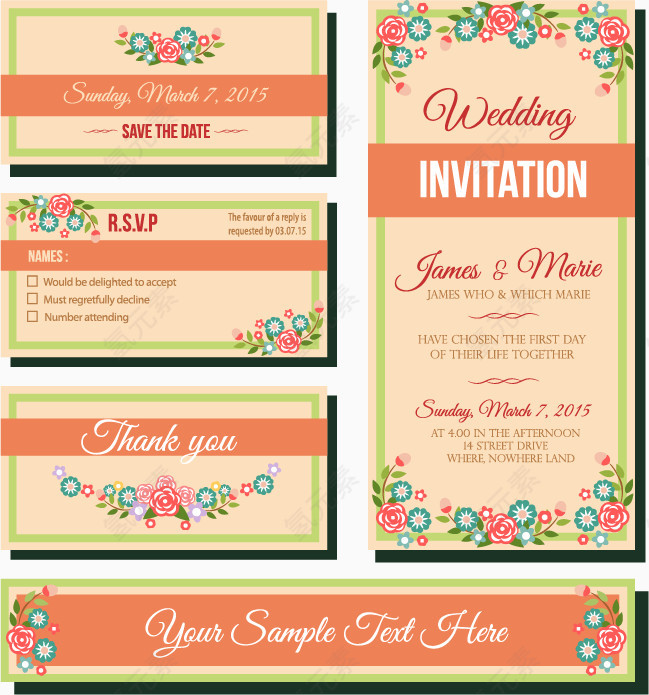 矢量邀请函装饰素材