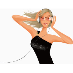 听音乐的女孩矢量图