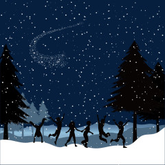 雪景冬季下雪矢量漫天飞雪素材