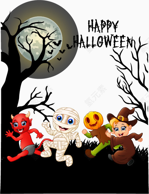 小鬼万圣节创意广告矢量素材