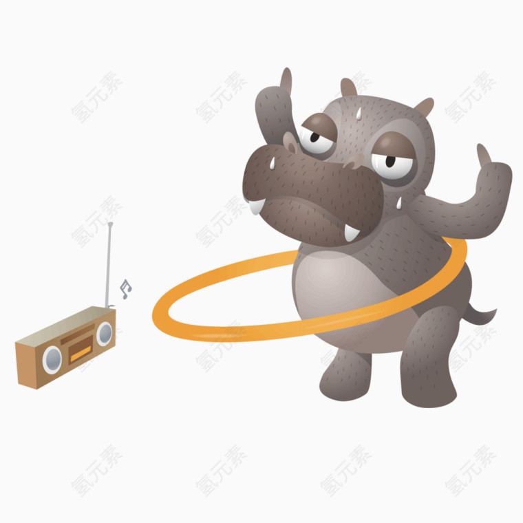 听音乐转呼啦圈的公牛