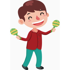 开心进行伴奏的男孩