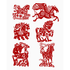 马年剪纸素材