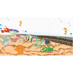 手绘海底世界海草海草