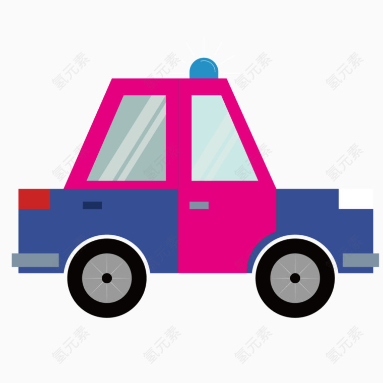 矢量卡通警车扁平化轿车