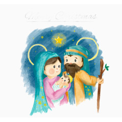 油画父女矢量图