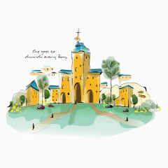 矢量建筑场景插画