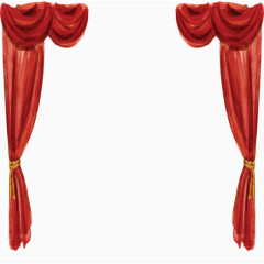 矢量水彩红色帷幕素材