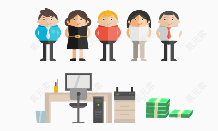 5款办公室白领矢量素材