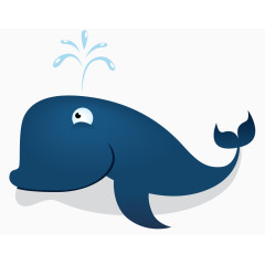 矢量卡通黑色可爱喷水鲸鱼