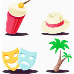 夏威夷风情旅游 卡通非洲鼓