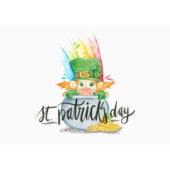 西方圣巴特里克节可爱精灵
