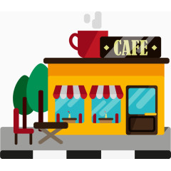 黄色咖啡便利店