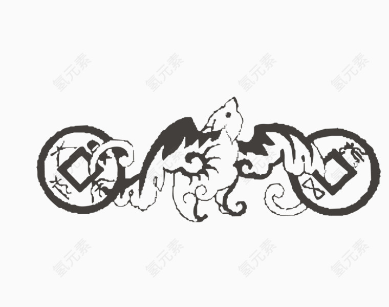 老鼠大气古代铜钱矢量素材
