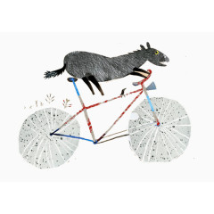 卡通小马骑自行车