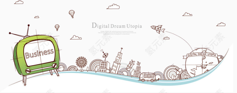 矢量商务场景插画