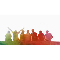 一群坐着的人背影