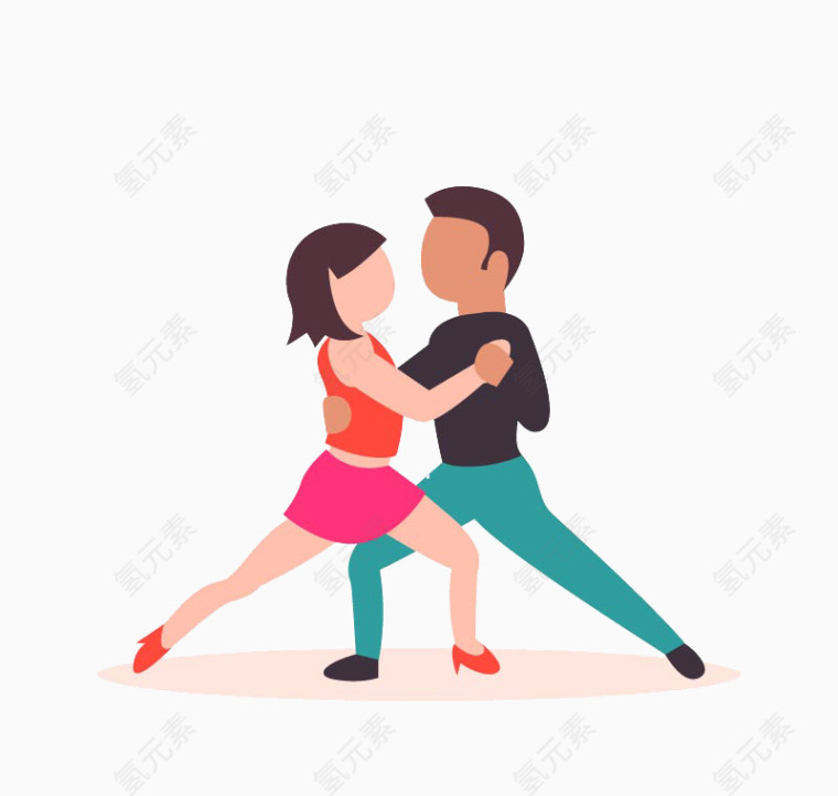 跳探戈舞的卡通男女矢量图