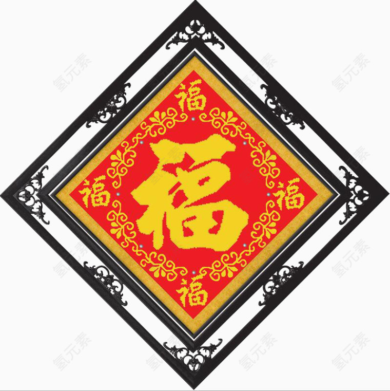 五福十字绣