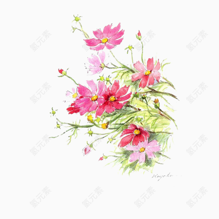 手绘版一抹可爱鲜艳的花