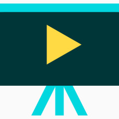 一个投影幕布上的播放键