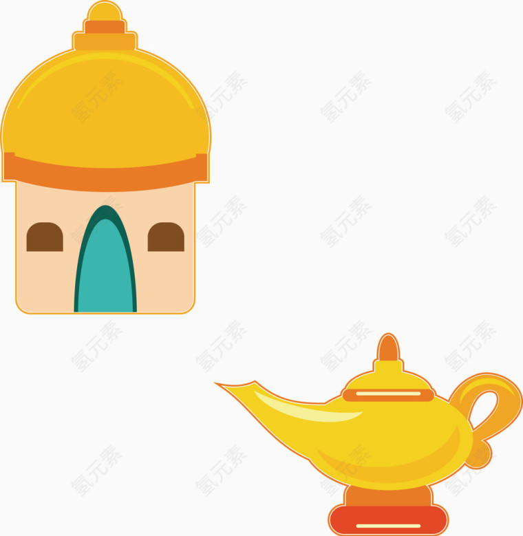 神灯房屋矢量