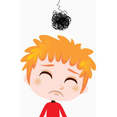 卡通男孩思考