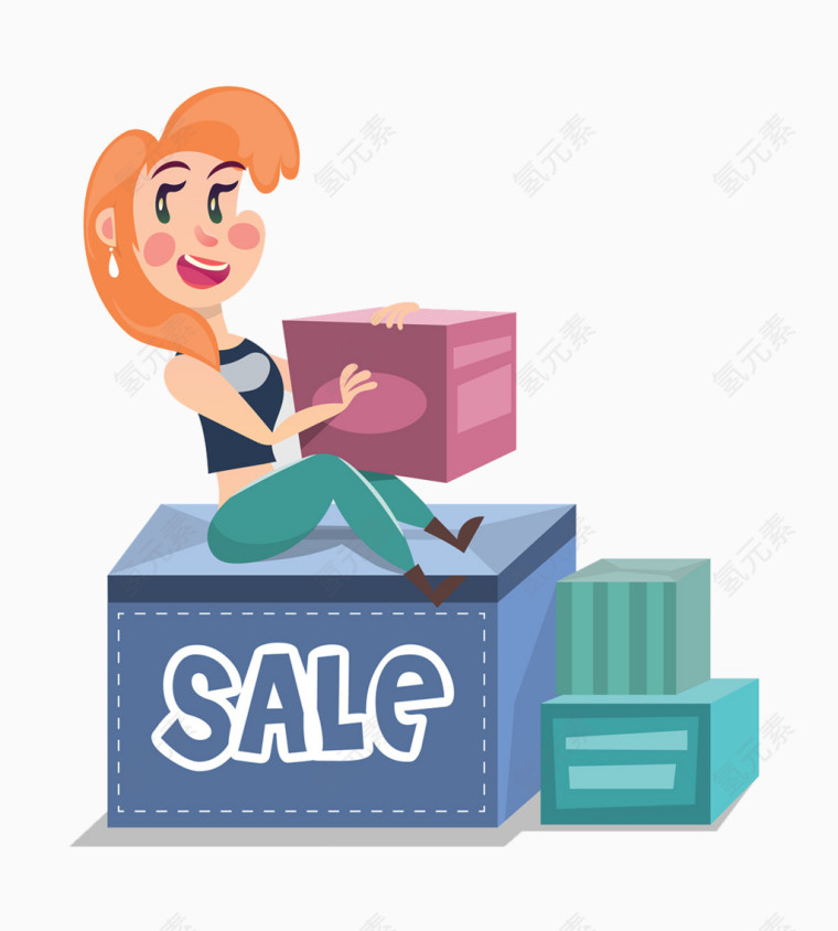 女人箱子促销标签