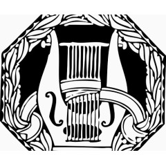 黑白简笔画乐器效果元素