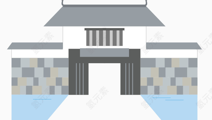 矢量门前蓝