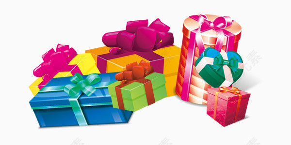 漂浮彩色组合礼物素材