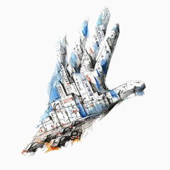 复古卡通绘画艺术城市