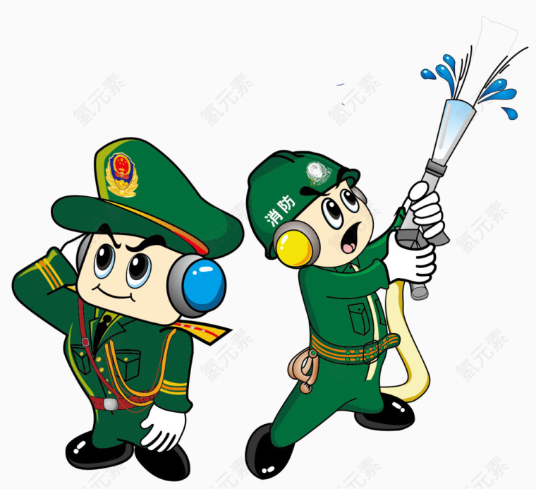 矢量绿色衣服卡通警察