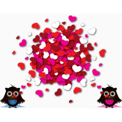 矢量爱心和情侣小鸟