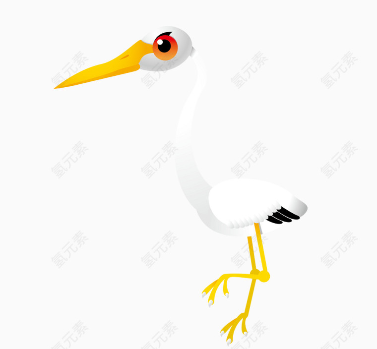 卡通丹顶鹤矢量图