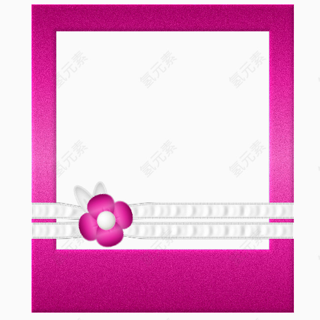 紫色花朵彩带相框