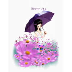 撑着雨伞的女孩