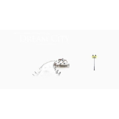 乡村雪地小路房子路灯