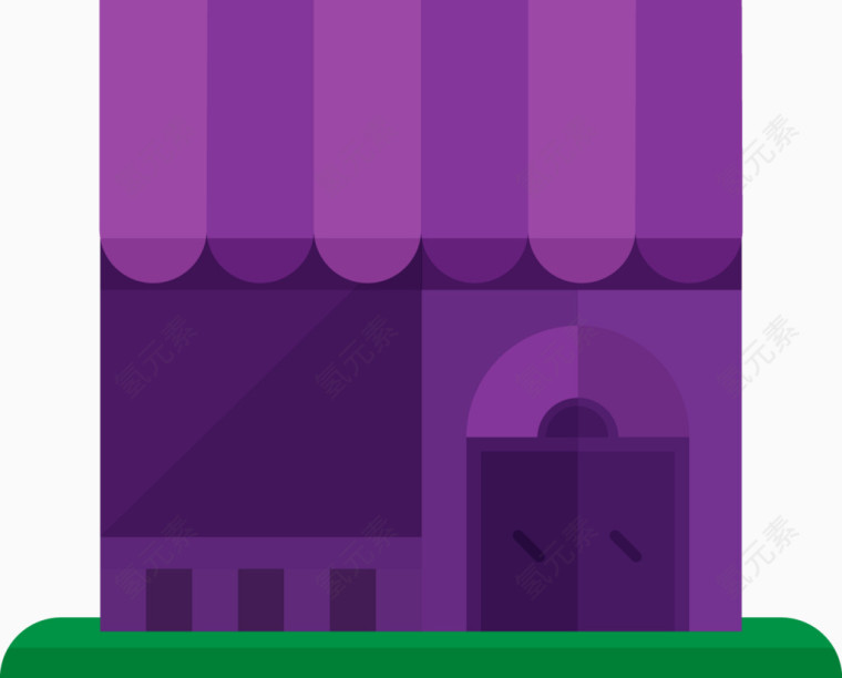 紫色店铺建筑设计矢量