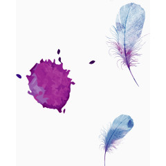 蓝色水彩羽毛矢量图