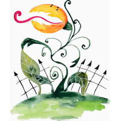 矢量手绘食人花插画