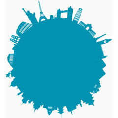 扁平剪影城市图案装饰