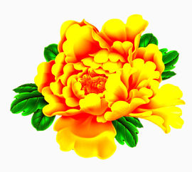 手绘金色牡丹花朵素材