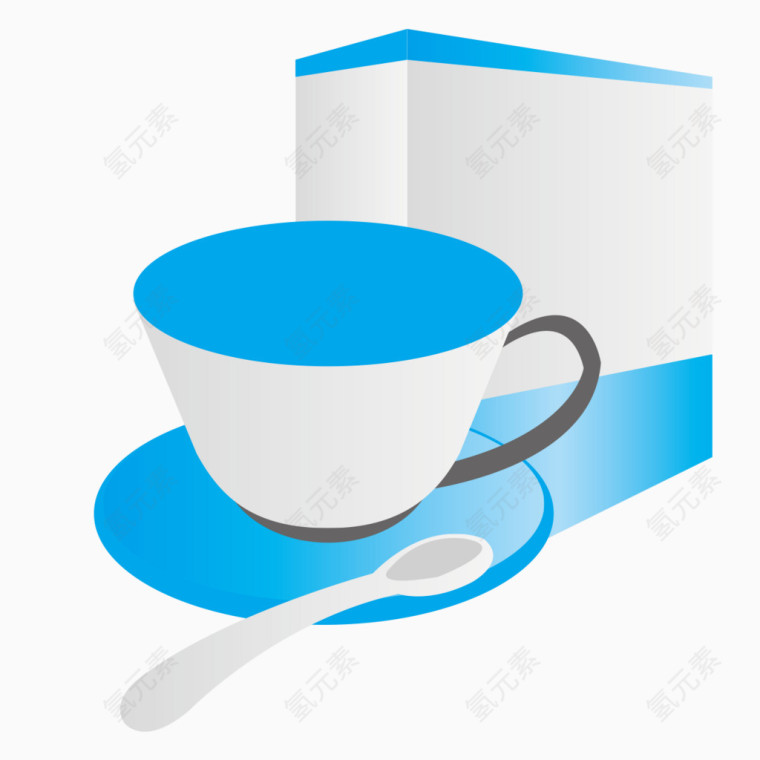 蓝白的奶茶杯书本