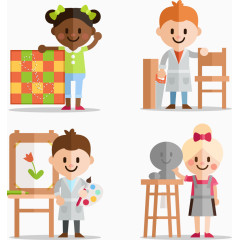 矢量手绘卡通儿童兴趣特长