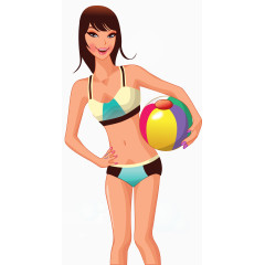 比基尼性感打球女孩矢量图