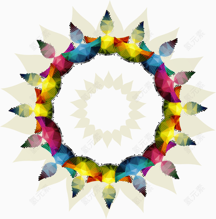 抽象多彩圆环矢量图