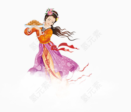 中秋节嫦娥端月饼
