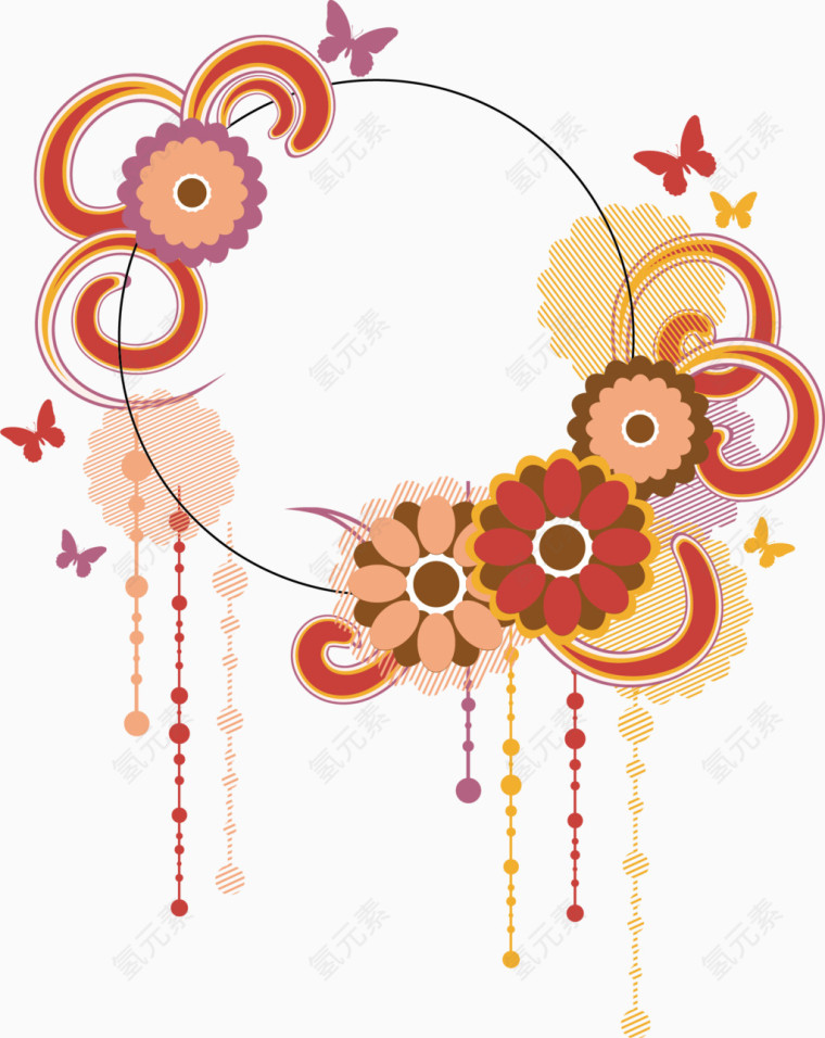 花朵编织的花环矢量